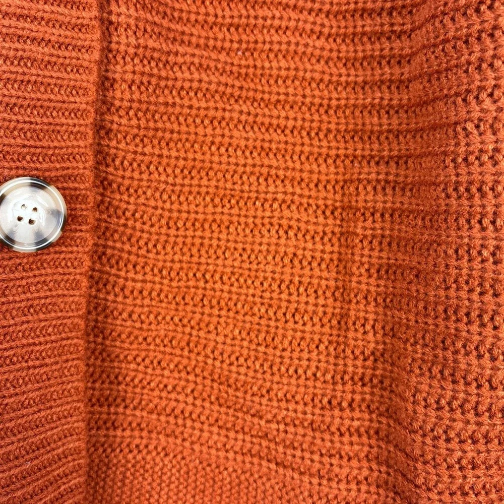 Kojooin Button Front Cardigan Women's Small Rust Knit Sweater‎ Casual Cozy Fall